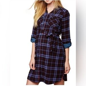 Motherhood Maternity | Plaid | Flannel | Blue/Red/Black Dress | Size M